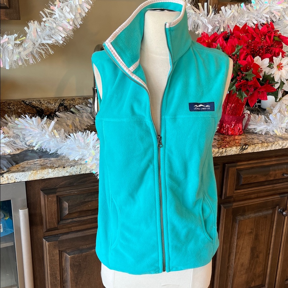 Lauren James Fleece Zip Jacket Vest Aqua Green Teal New Womens Small